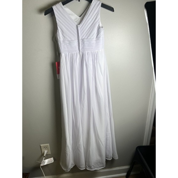 A-Line Pleated Chiffon Floor-Length Junior Girls Dress‎ white- J Size 10. Easter - Picture 16 of 16